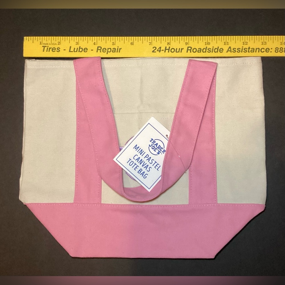 Trader Joe's Pastel Mini Canvas Tote Bag - Picture 3 of 8